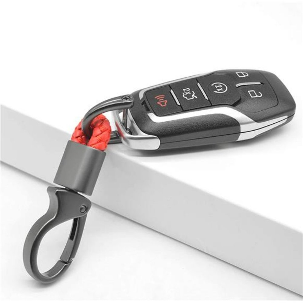 2 Pack Car Key Fob Keychains Leather Holder Key Chain Sturdy Metal with D-Ring